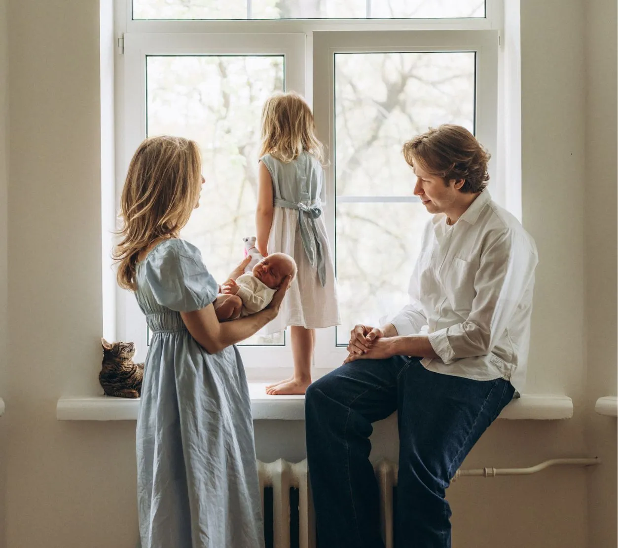 Young family with a newborn at home